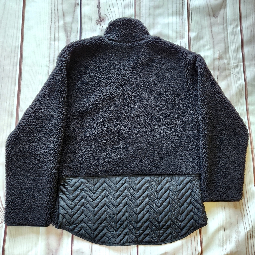 Athleta "Cozy Sherpa Snap Sweatshirt" Oversize Baggy Boxy Black Women's Size S - Picture 4 of 9